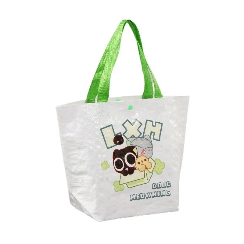 Durable Material Large Capacity Embroidered Handles PP Woven Boat Shape Bag With Waterproof Lamination Small Size