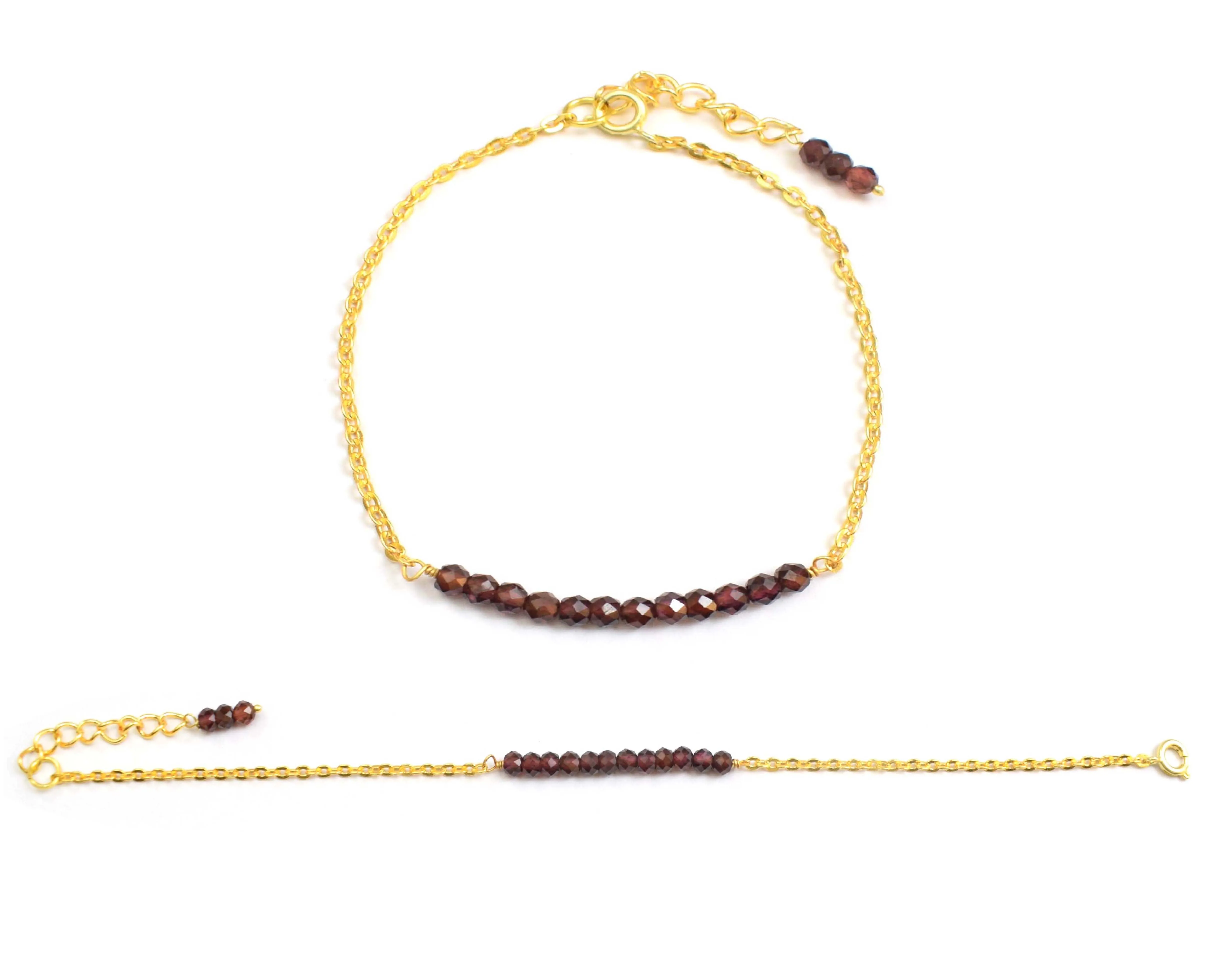 Handmade Gold-Plated Bracelet with Multi-Gemstone Beads New Design Rondelle Shape for Gift for Her Featuring Onyx Pearl Diamond