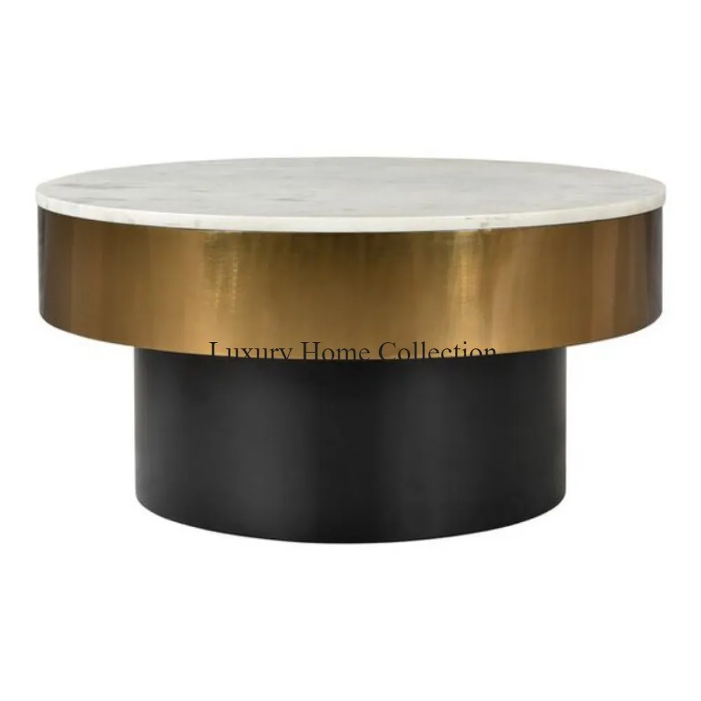 Hot Selling Metal Wires Made High Graded Gold Plated Attractive Look With Marble Round Top Coffee Tables From Indian Supplier