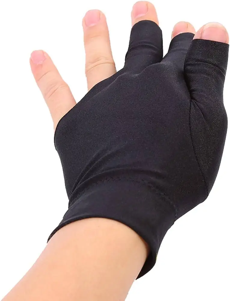 Breathable low Price 3 Finger Billiard Gloves Snooker Gloves Pool High Quality Spandex Material Colours OEM Billiards gloves