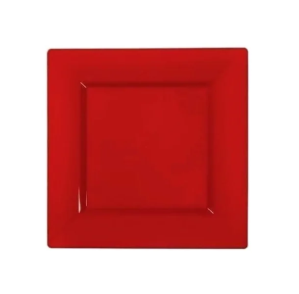 High Quality Serving Plate for Home Hotel Dinnerware serving tray Plate decorated Red Square Finishing Modern design metal Plate