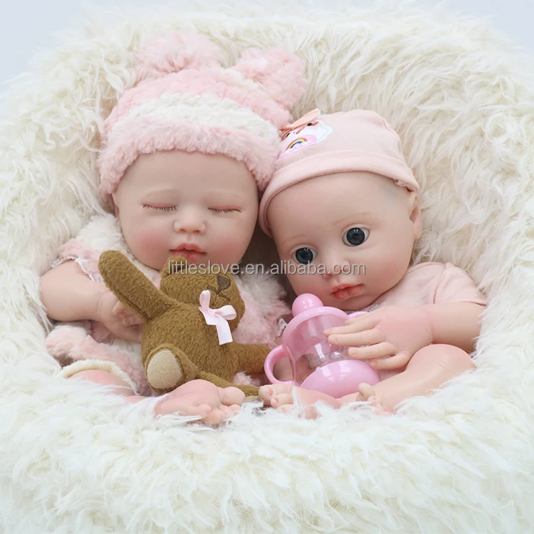 Silicone Full Body Reborn Baby Dolls Twins Boy and Girl 13 inch Reborn Doll Real Baby Doll Soft Touch