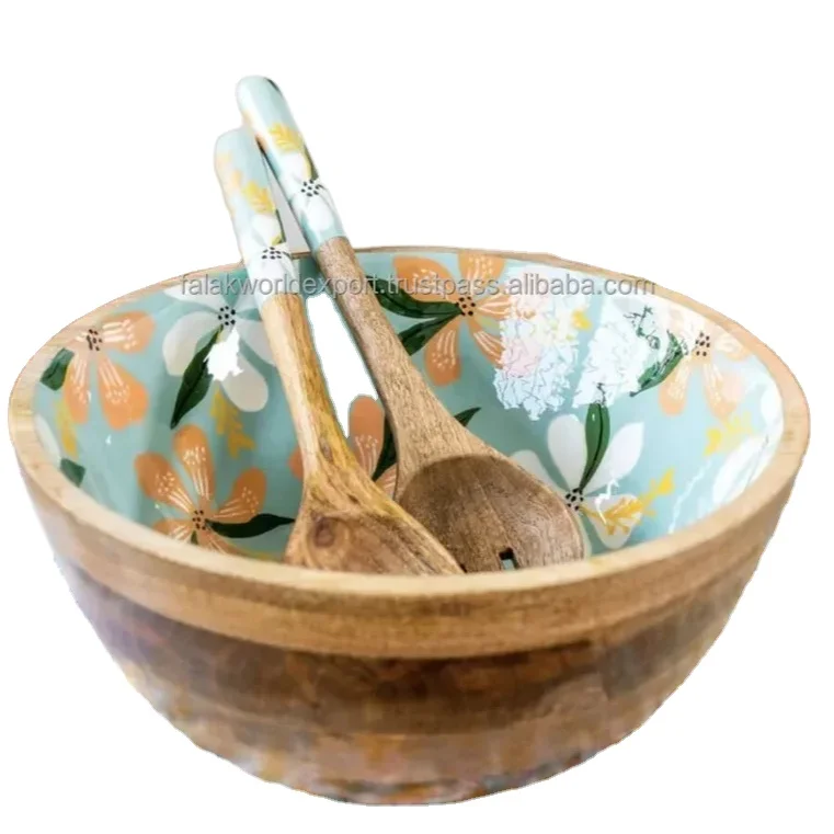 Высококачественная столовая посуда Falak классическая деревянная сервировальная миска с печатным дизайном хорошо подходит для супа и хлопьев