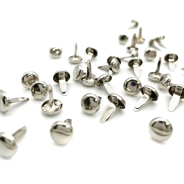 50Pcs 8mm x 9.5 mmL Silver Shiny Round Metal Decorative Brads