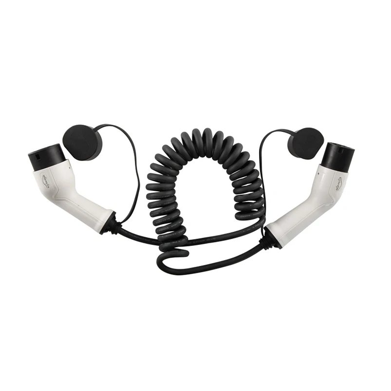 Workersbee 32A 3 phase 6m cable  length Coiled TPU cable for  Type 2 to Type 2 EV cable