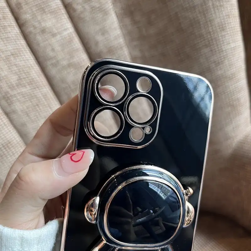 New Design Electroplated 6D Plating Astronaut Colorful Phone Case For iPhone 11 12 13 Pro Max With Astronaut Ring Holder