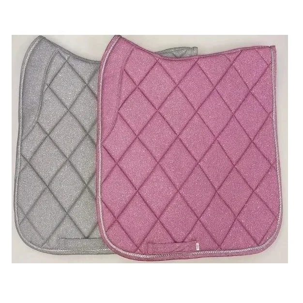 High Demand Fashionable Sparkle Fabric Dressage Horse Saddle Pad Custom with High Density Cushion for Horse Riding