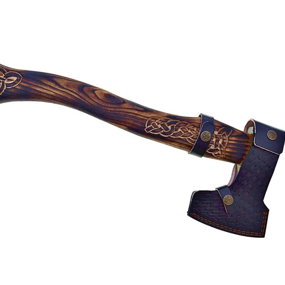 Топор из дамасской нержавеющей стали ручной работы на заказ с кожаным покрытием, оптовая продажа топоров для походов и кемпинга