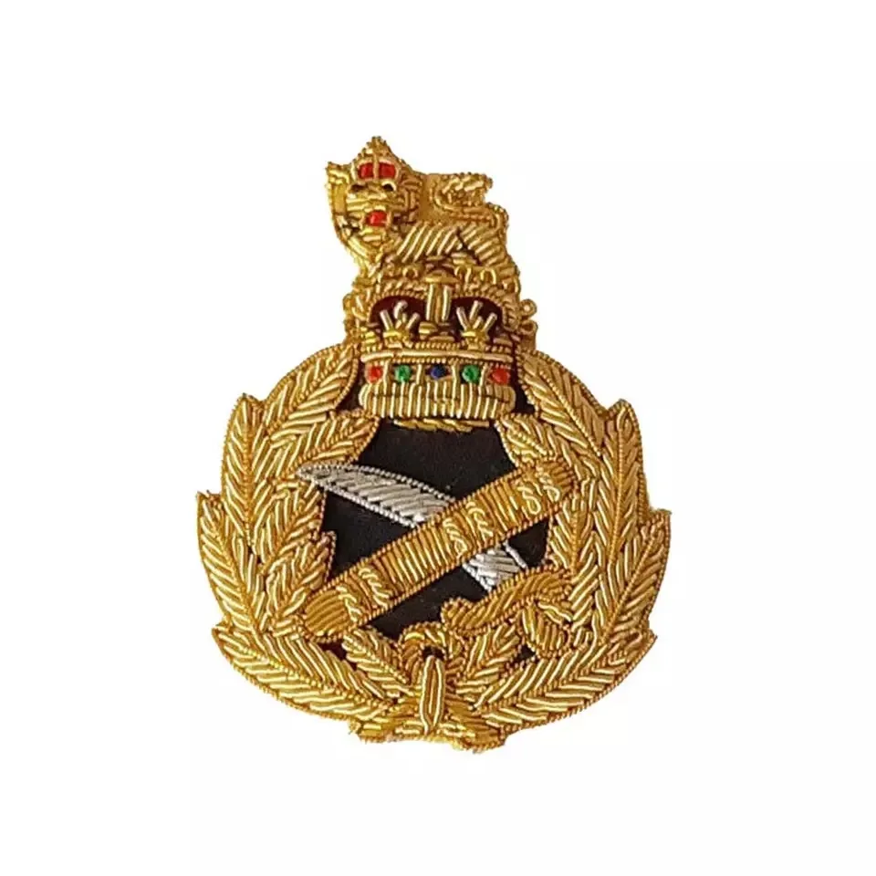 OEM and ODM Welcome Sew-on Applique Patch Hand made Embroidery Gold Bullion Wire Embroidered Blazer Military Uniform Badges