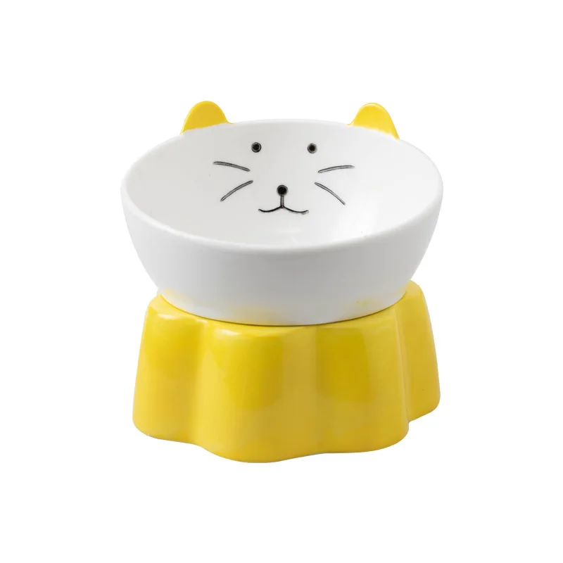 Cute Pet Supplies Ceramic Cat Food Bowls Drinking Feeder Sets Protection
