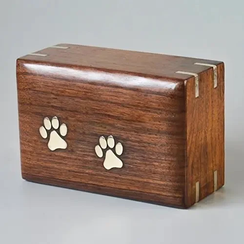 PET URN WOOD WITH PAW PRINT SET OF 3 for ashes keepsake cremation urns in wood