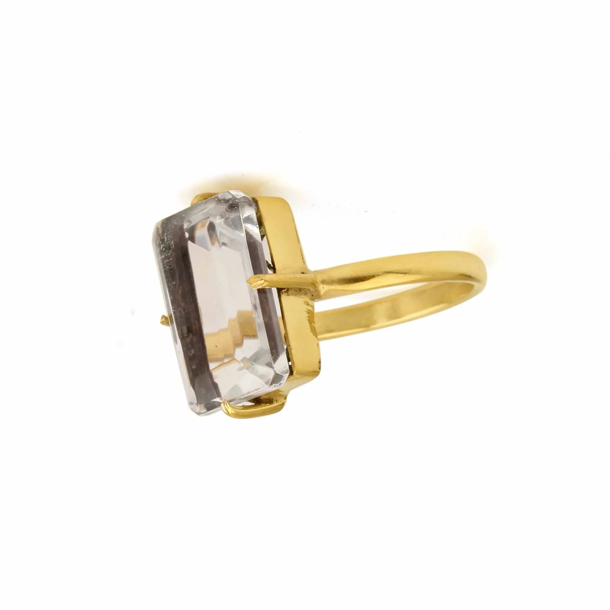 2024 Trending High Quality 925 Sterling Silver Eternity Vermeil Prong Ring Clear Quartz Emerald Women Fine Jewelry Manufactured