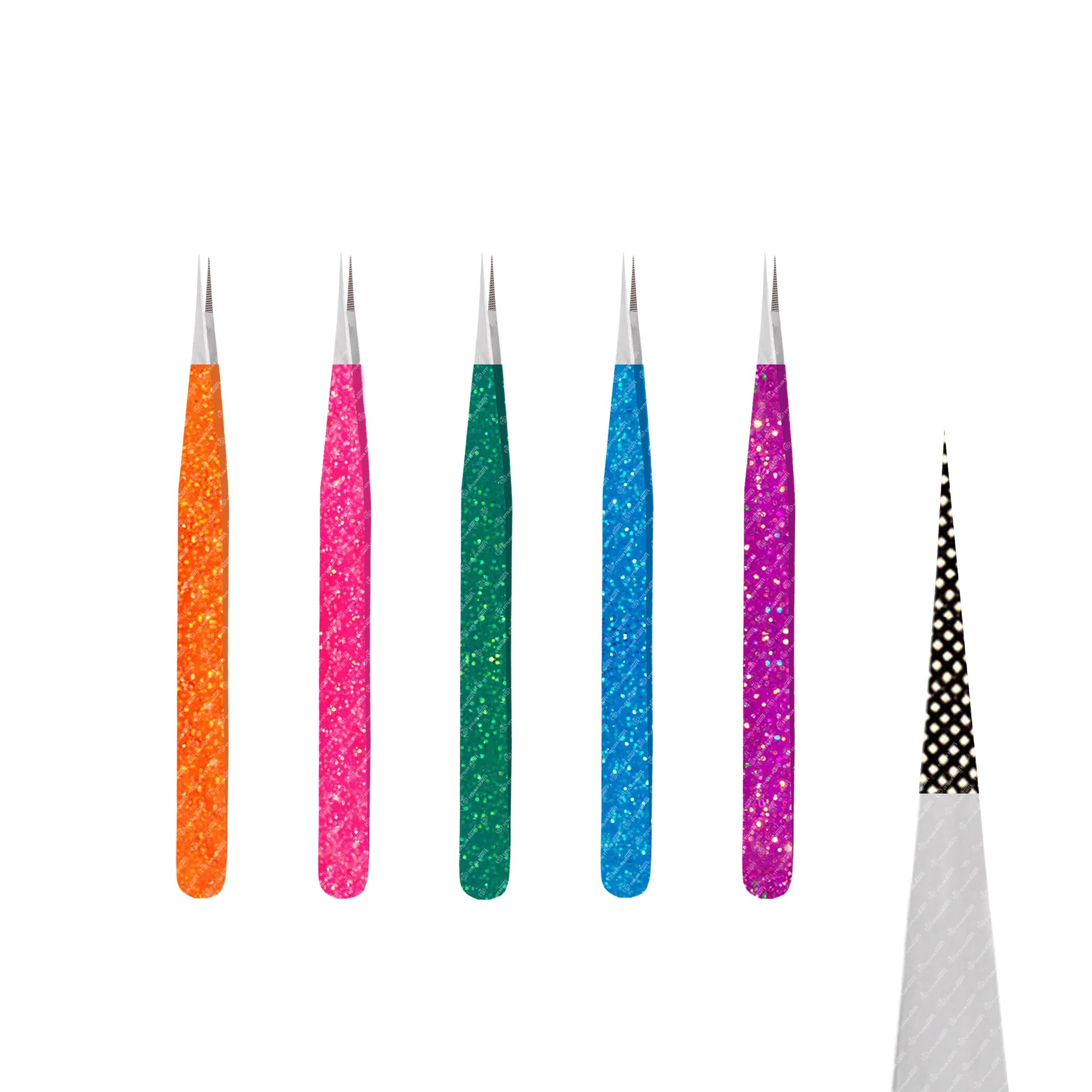 Russian Volume High Quality Eyelash Extension Tweezers Diamond Grip Fiber Tip Lash Tweezers Eyelash Extension Tweezers