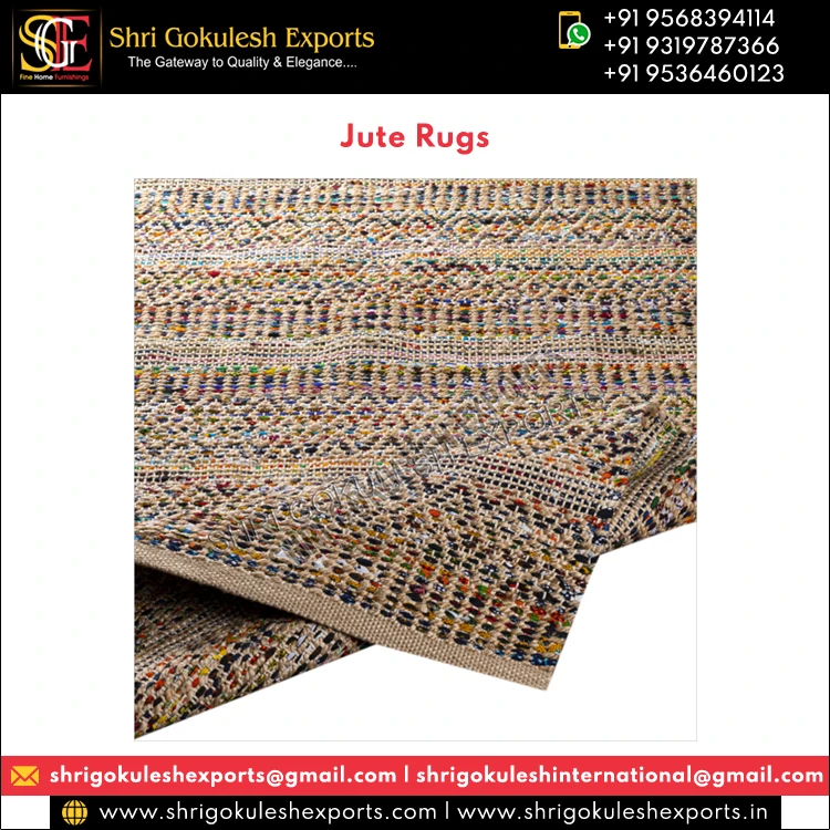 Best Wholesale Deal on Highest Quality Multicolor Handmade Woven 100% Natural Fiber Jute Rug for Floor Living Rooms