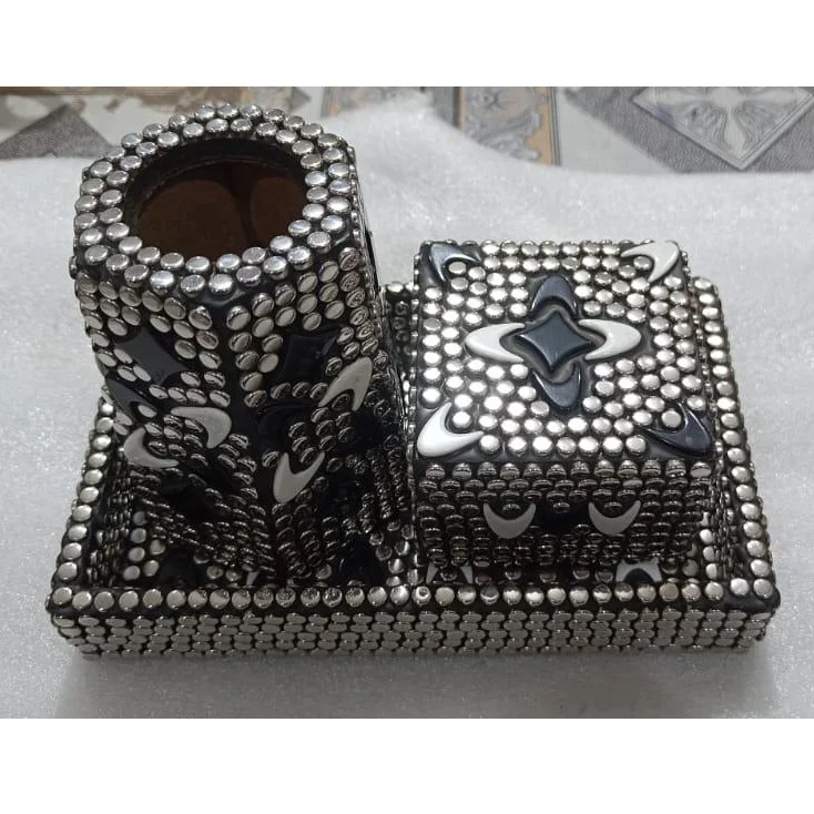 Premium Arabic Wood And Metal incense bakhoor set Home Decor burner wooden tray & box bukhoor set for Ramadan Gift from India