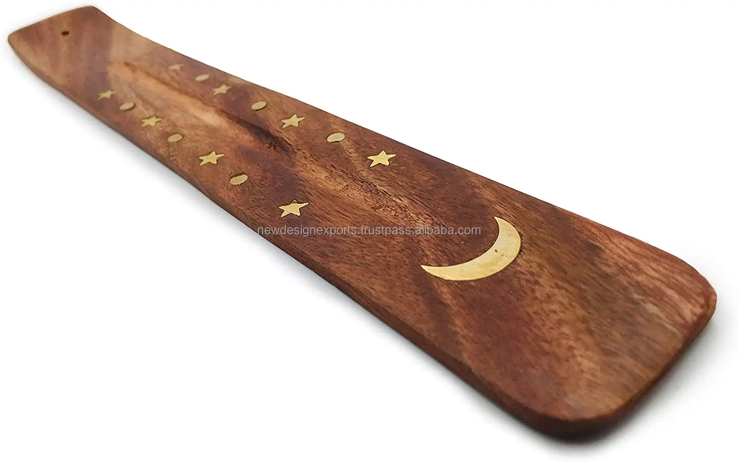 Moon and Stars Incense Holder Wooden Ash Catcher with Celestial Design for Single Incense Sticks Meditation Accessories