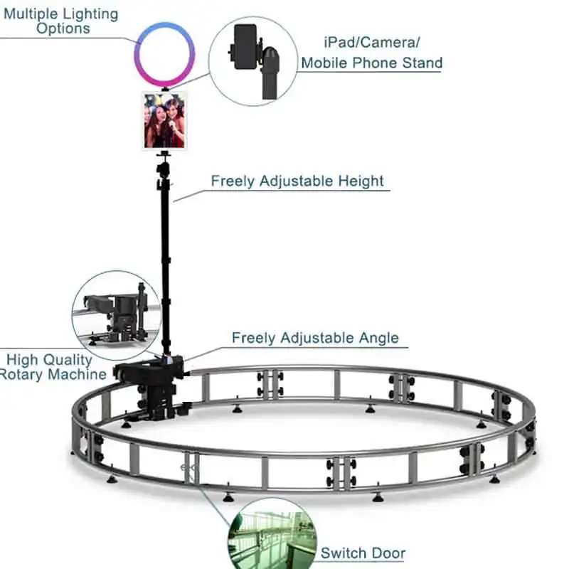magic motorised roamer dslr  photobooth 360 360 degree rotation camera dolly track 360 photo booth machine