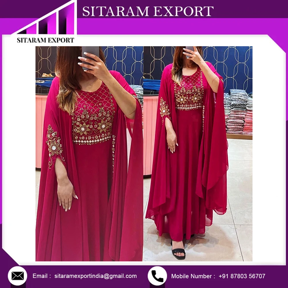 Designer Indo Western Kaftaan Look Dress Attached With Inning And Highlighted With beautiful Hand Work And Sleeves