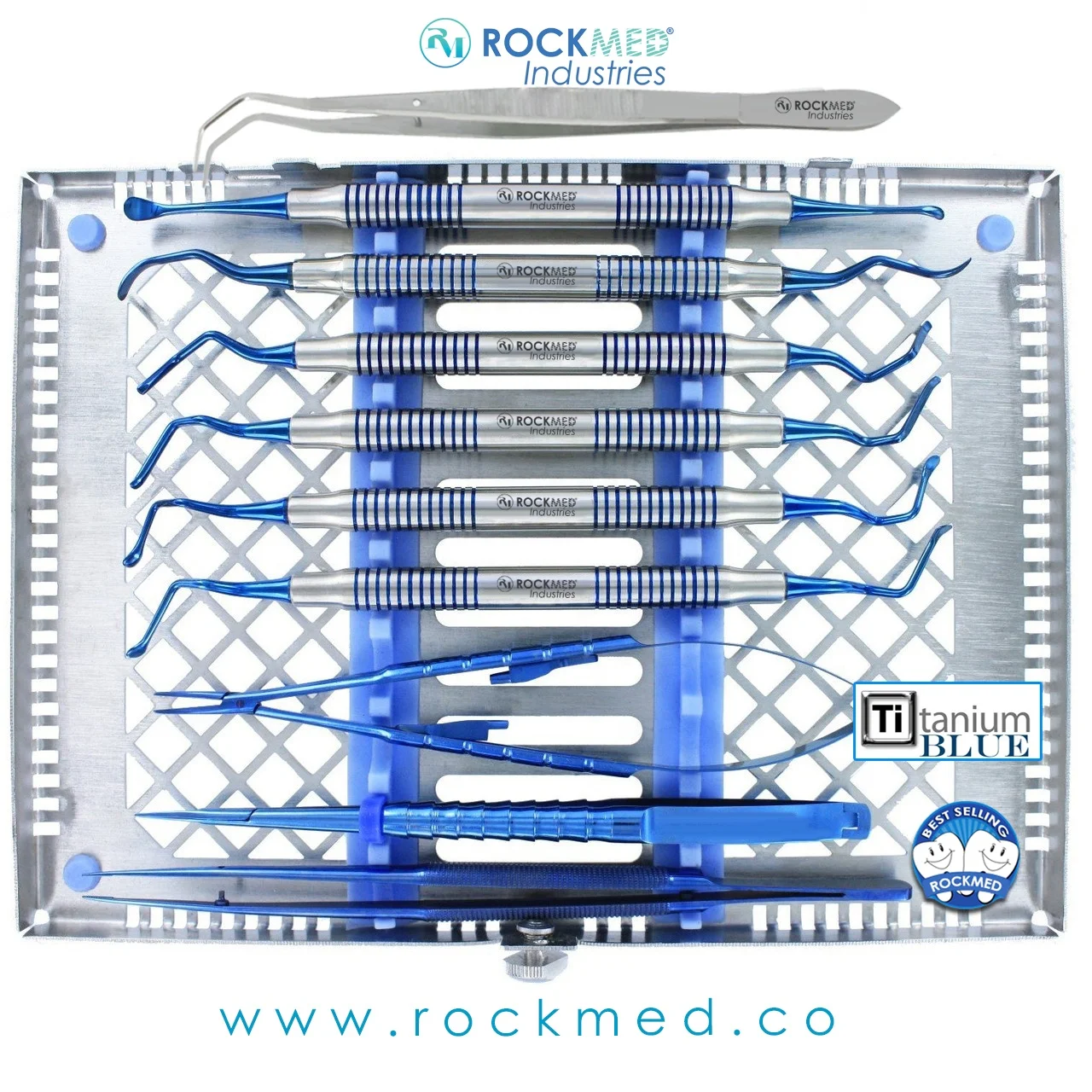 PERIODONTAL MICROSURGERY VISTA TUNNELING INSTRUMENTS KIT BLUE TITANIUM Dental Instruments Pakistan