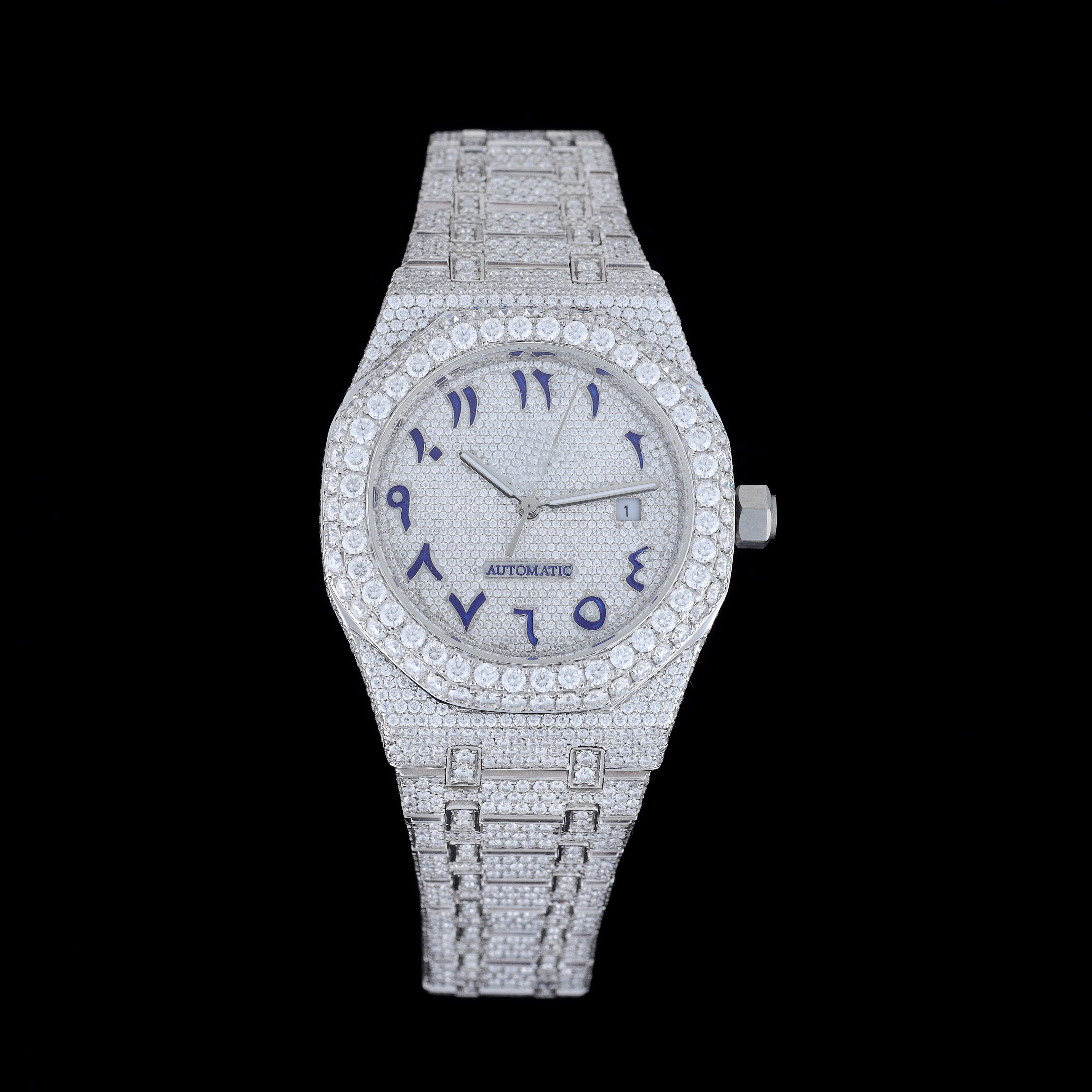 Iced Out Custom Moissanite Watch Mens Lab grown Swiss Made ETA Watch VVS Moissanite Diamond Watch