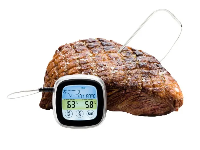 BBQ Digital Grill Meat Roast Thermometer Timer LCD Touch Display 5 Cooking Level Attached with Strong Magnet Backlight