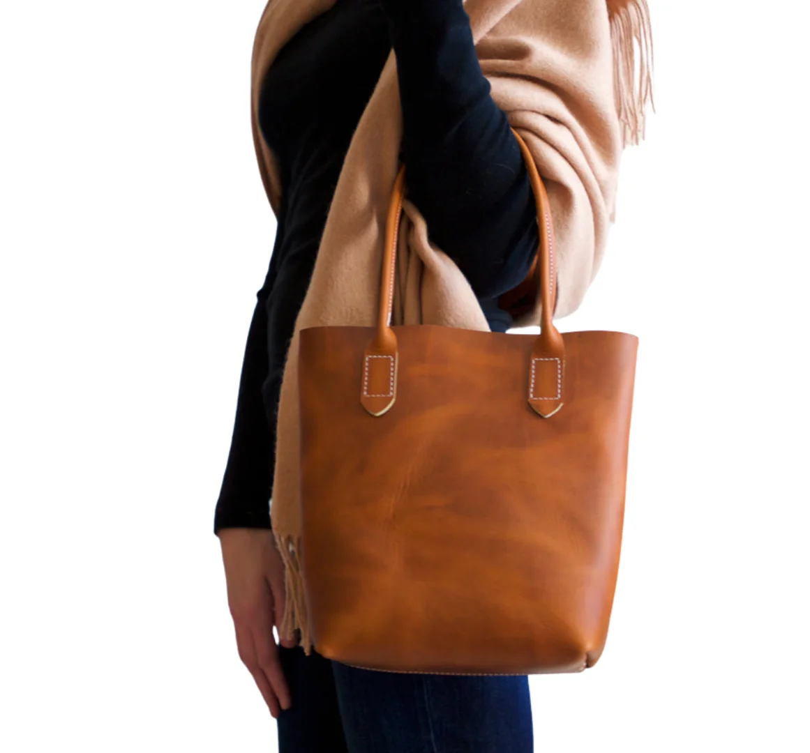 Wholesale large capacity reusable Leather Tote Bag For Women DIY Your Creative Design Genuine Leather Tote Bag For Women