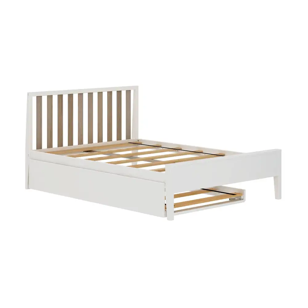 Contemporary Full-Size Bed with High-Quality Solid Wood and Storage Features, Includes Wooden Bed Frame