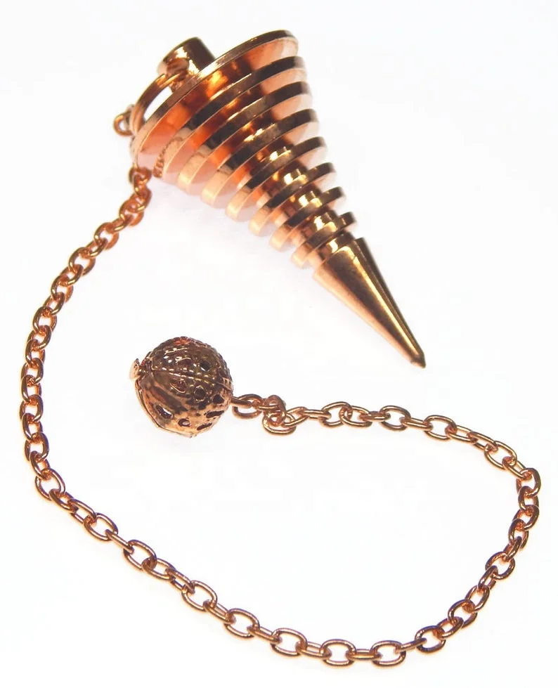 9 Ring Coil Spiral Copper Metal Pendulums Spiritual Crystal Copper Brass Dowsing Pendulum ISIS Pendulum