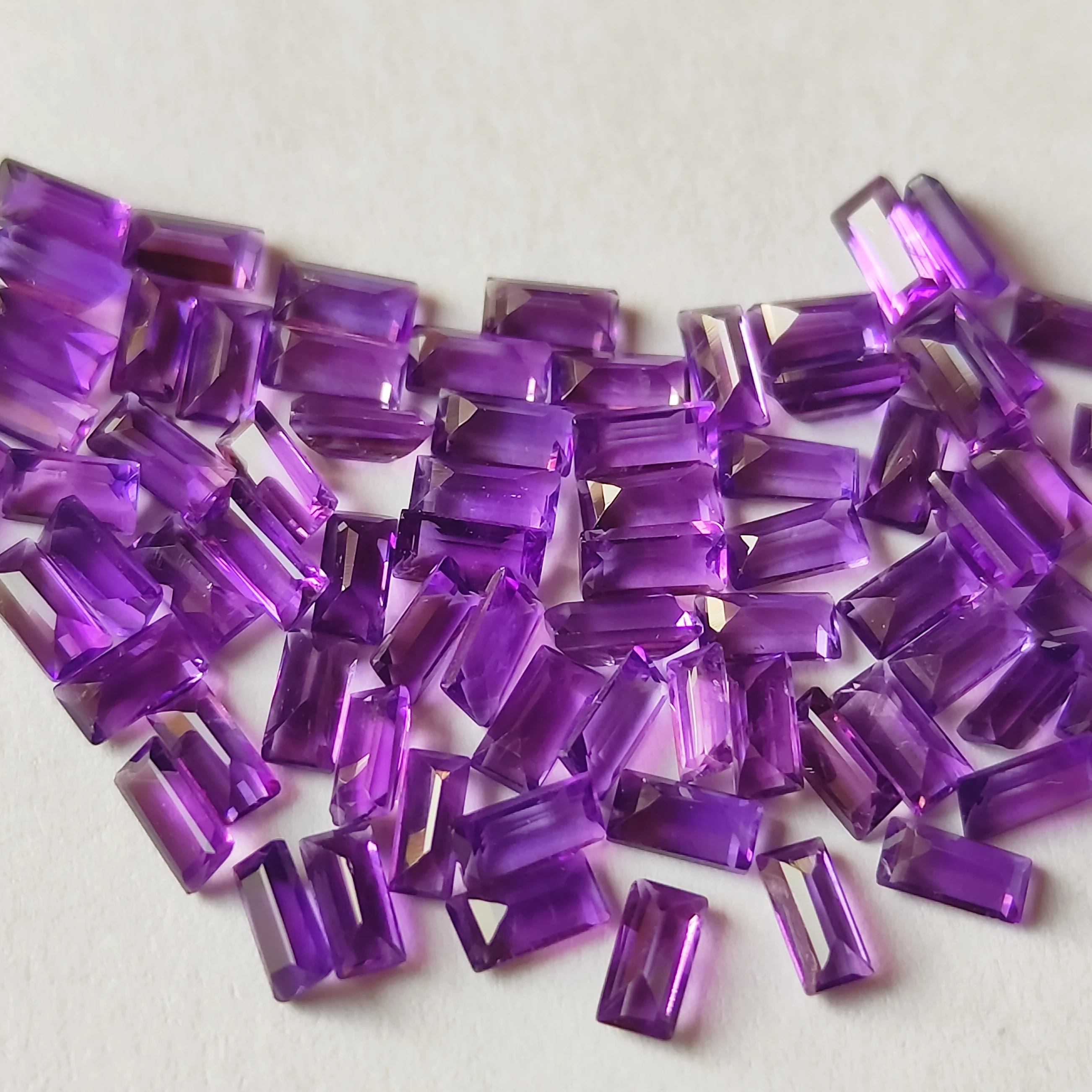 Super Quality  Eye Clean baguette Shape Amethyst Purple Color Loose Gemstones From Indian Supplier at Wholesale Prices Per Carat
