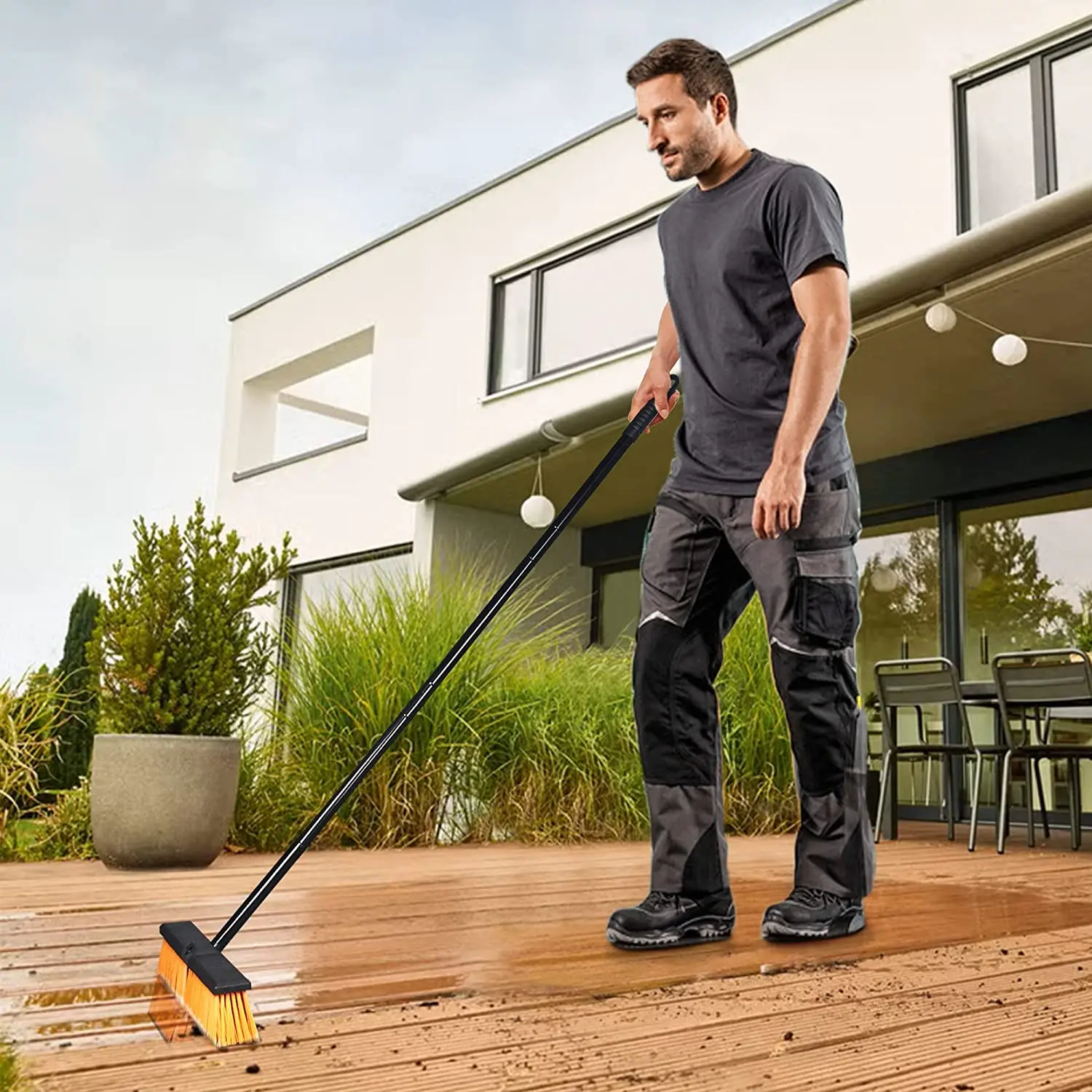 Handle Flow Broom Garden Detachable  Brush Garden Brush for Floor Cleaner