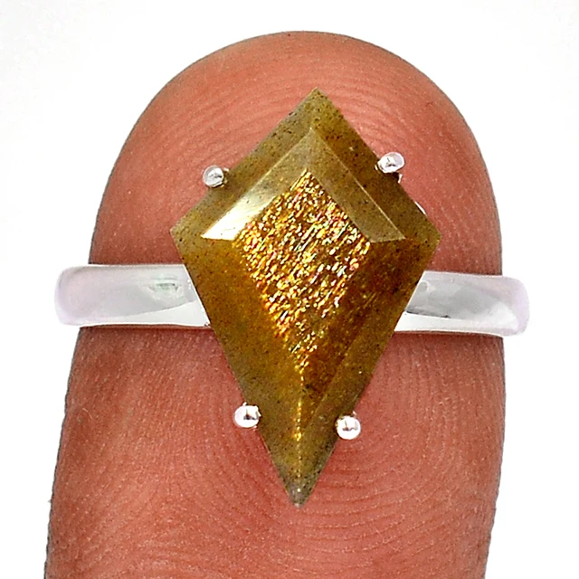 Fashionable Boho 925 Sterling Silver & 14K Gold Ring with High Quality Golden Sunstone Hot Fashion Jewelry for Women Men Girls