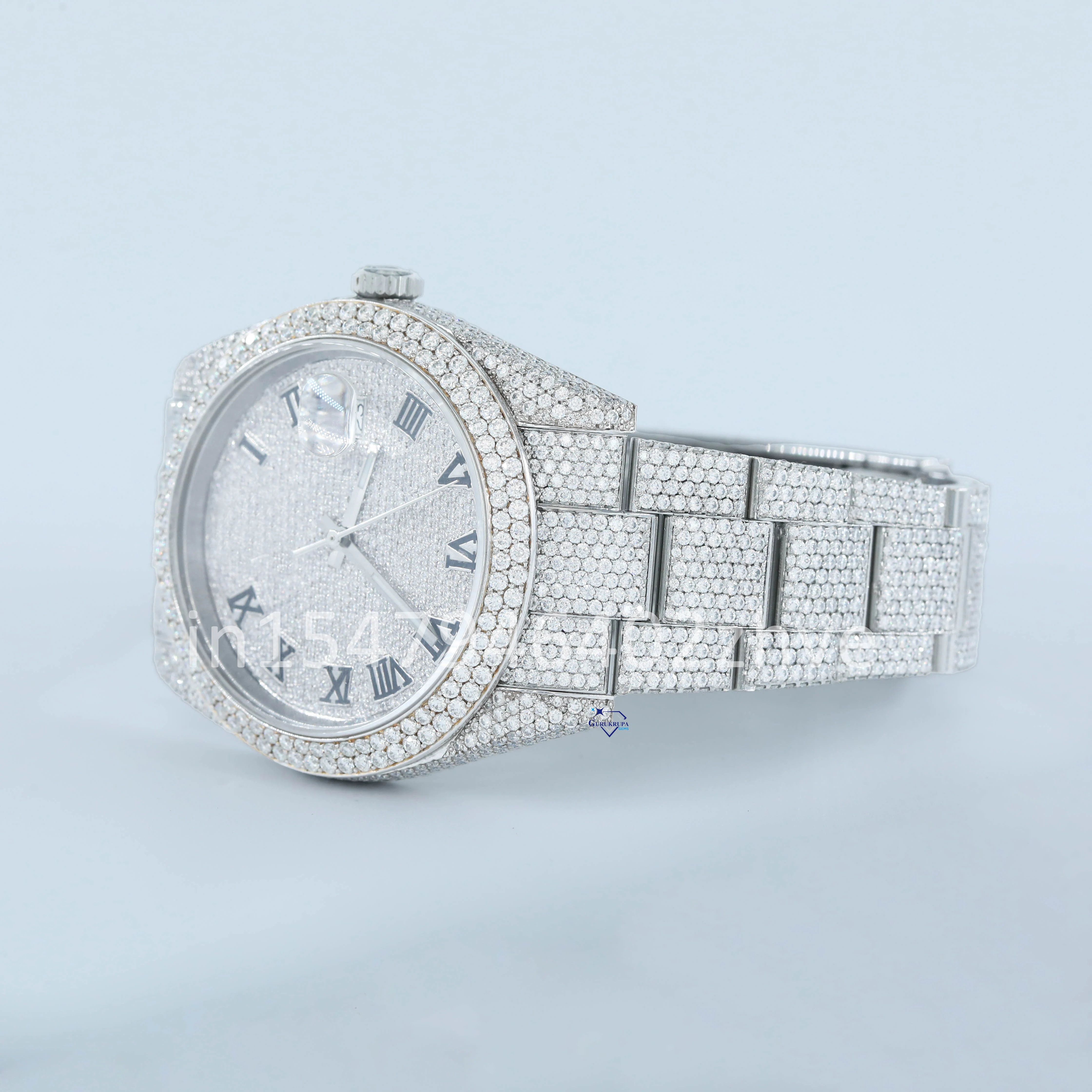 Brilliant round cut fully iced out moissanite diamond watch for men perfect for any occasion beauty with VVS clarity diamond