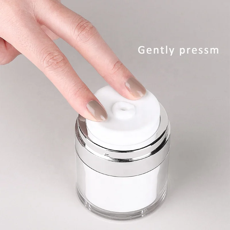 High-end Luxury Silver 50g Cosmetic Packaging Container Airless pump Jar for Cream Foundation