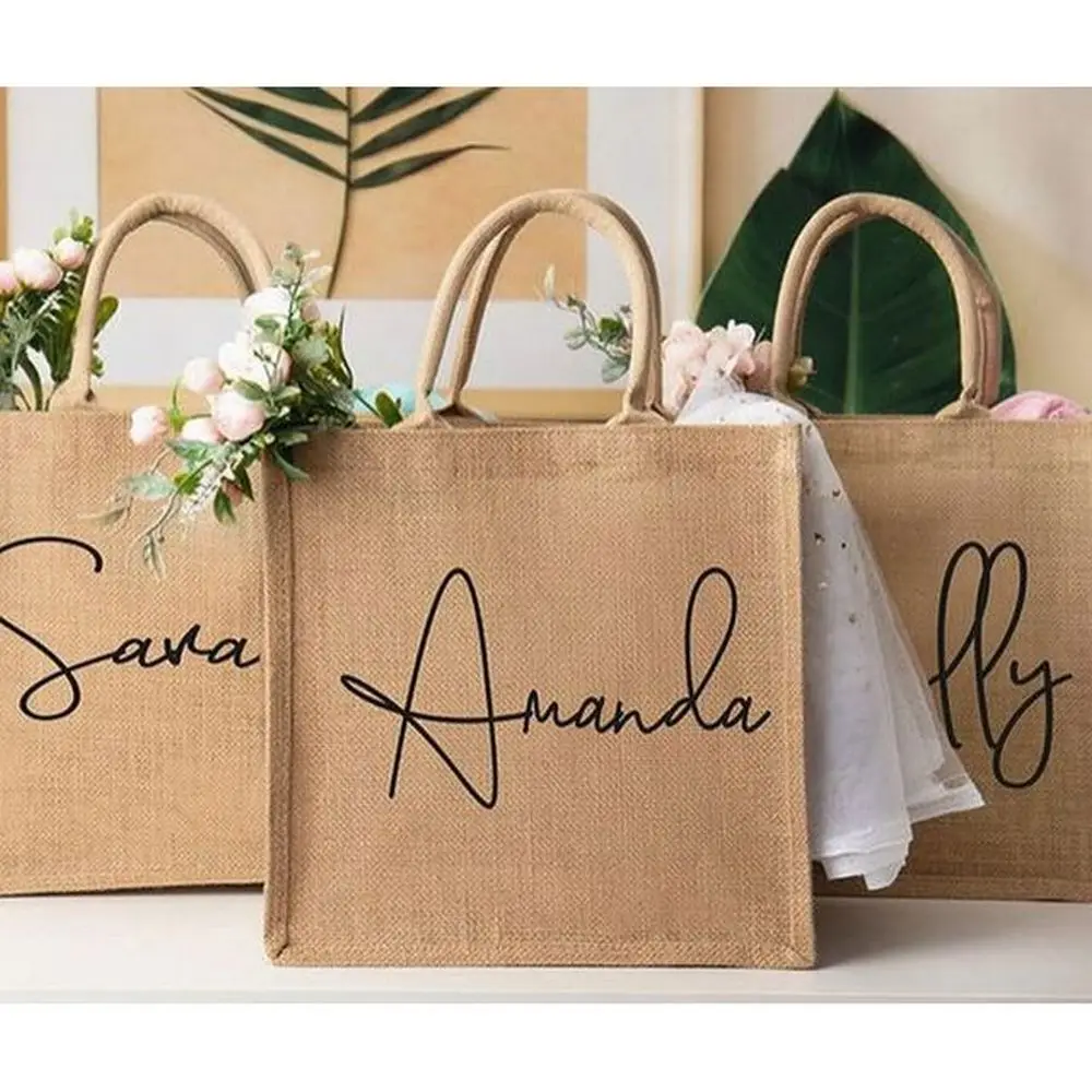 Fashion Tote Bags for Women Wholesale Large Jute Bag Supplier Burlap Shopping Bag with Logo Design