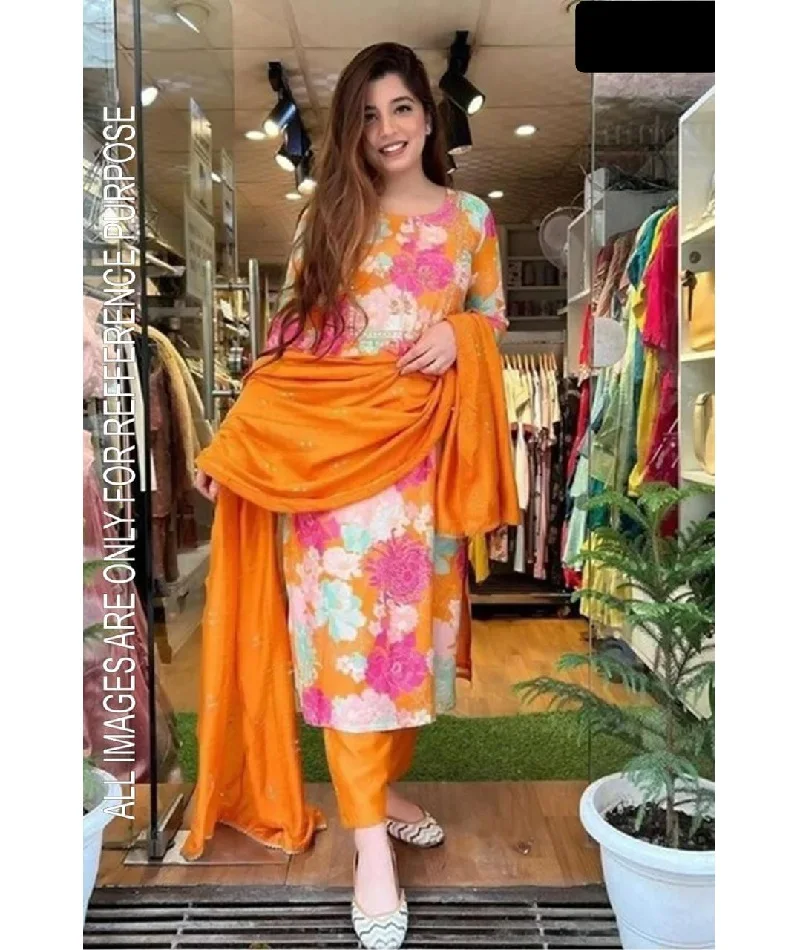 Indian  Heavy Mashin Silk with Complete Lining Fancy Digital Print and Nake Embroidery Design Work Kurtis with Bottom and Dupatt