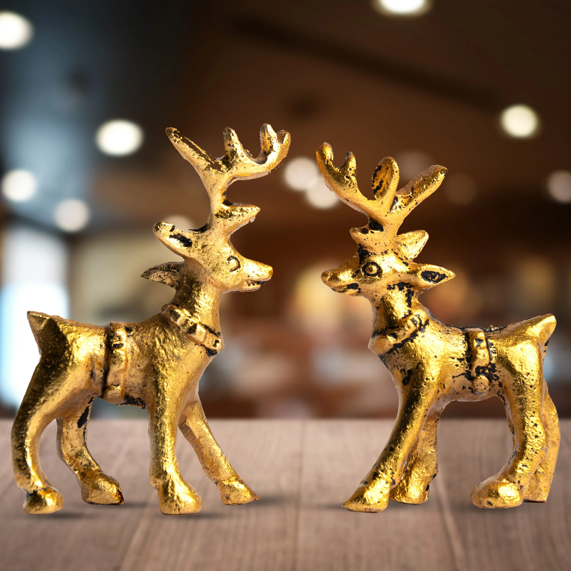 Standing Reindeer metal Small Deer Statues Sculpture Christmas Ornaments Desktop Decoration home and office decorations gift 3pc