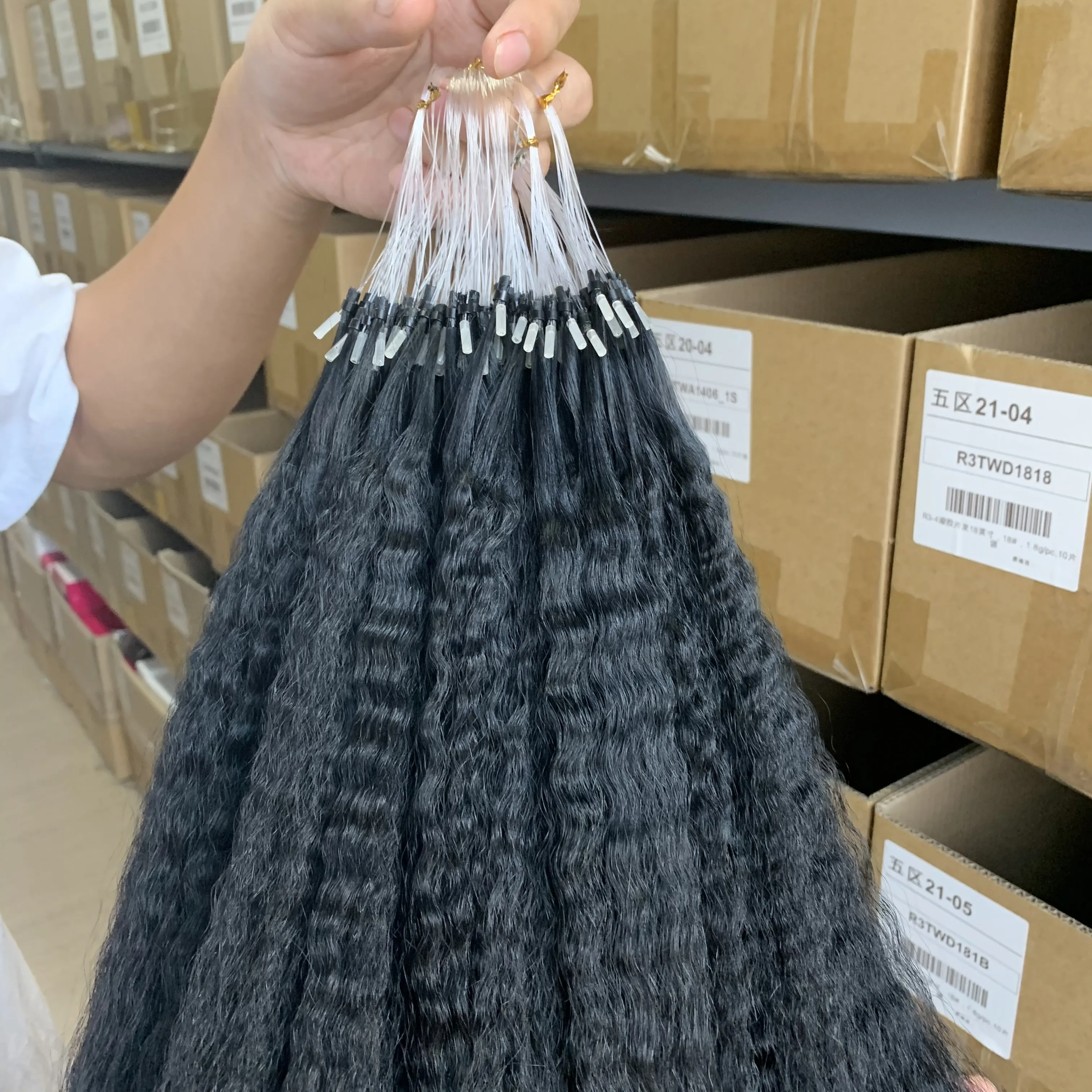 Microlinks Hair Extensions 100 Strands/Pack Natural Black Unprocessed Virgin Peruvian Kinky Straight Micro Loop Hair Naturel