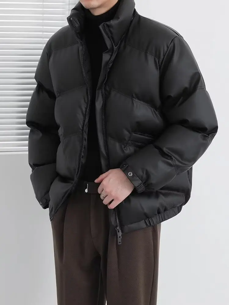 Winter Cotton-Padded Coat Korean-Style Basic Pu Leather Design Thick Bread Suit Stand Collar All Casual Cotton-Padded Jacket