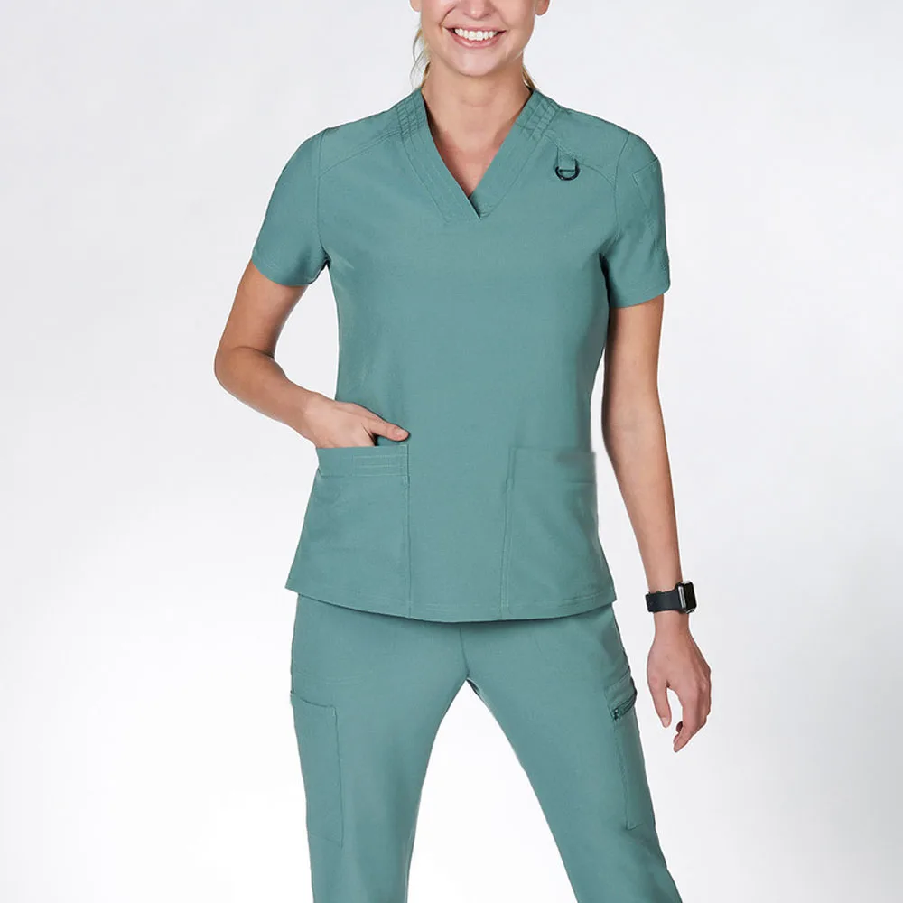 Cotton Polyester New Womens Scrub Set Style Tops Hospital Medical Uniform Sets V-Neck Solid White Colour Nursing Scrubs Womens