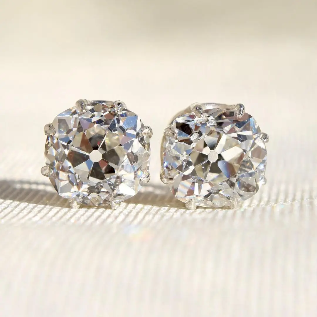Cushion Cut Lab Grown Diamond Earring Old Mine Cushion Cut Stud Earring 7 mm CVD Diamond Stud Antique OEC Cut Earring For Woman