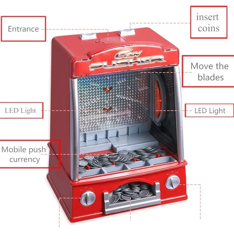 Retro Arcade Electronic Coin Pusher Machine Tabletop Game, Push The Coins Over The Edge to Win
