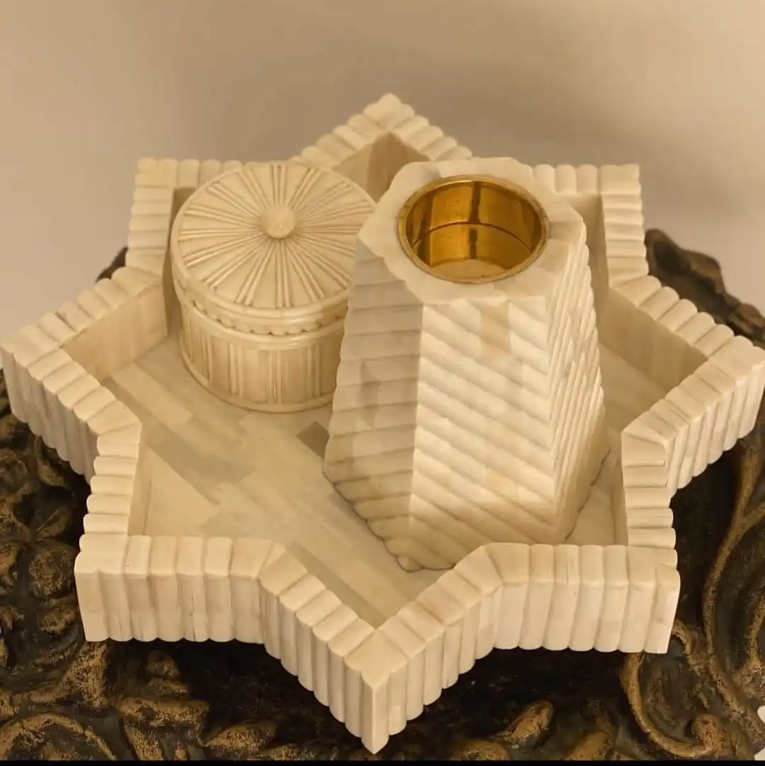 Natural Stone Medkhan Bakhoor Burner Latest Bone Inlay Mabkhara Tray Resin Incense by Axiom Home Accents