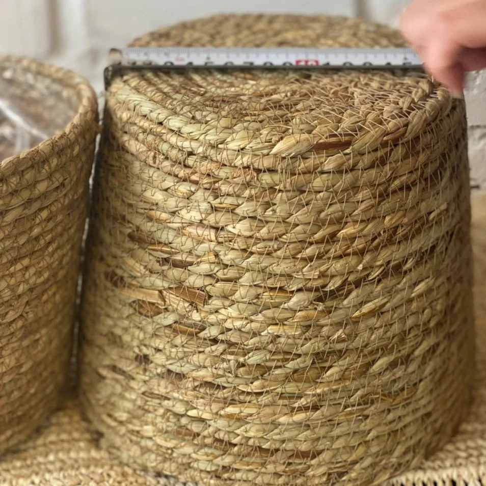 handmade planter seagrass straw storage easter sweet white fringed sea grass basket made in Vietnam