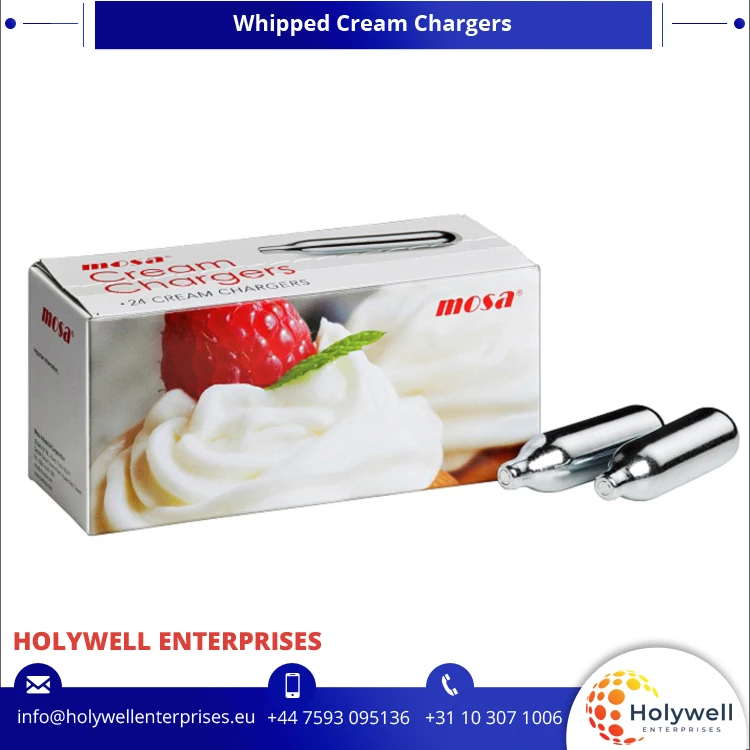 2022 Newly Arrived CE / EU Certified 24 Pack Mosa Whipped Cream Chargers 7.8 grams and 8.5 grams Cylinder Tanks