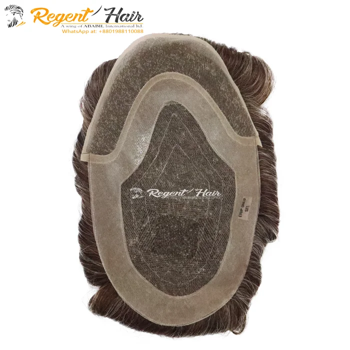 Высококачественный Невидимый парик дышащий супер тонкий Швейцарский из человеческих волос мужской в индийском стиле
