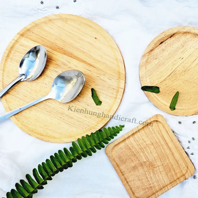 High Quality Rubber Wood Natural Homeware Dinner ware Food Display EOM Laser Logo Wooden Pizza Plate