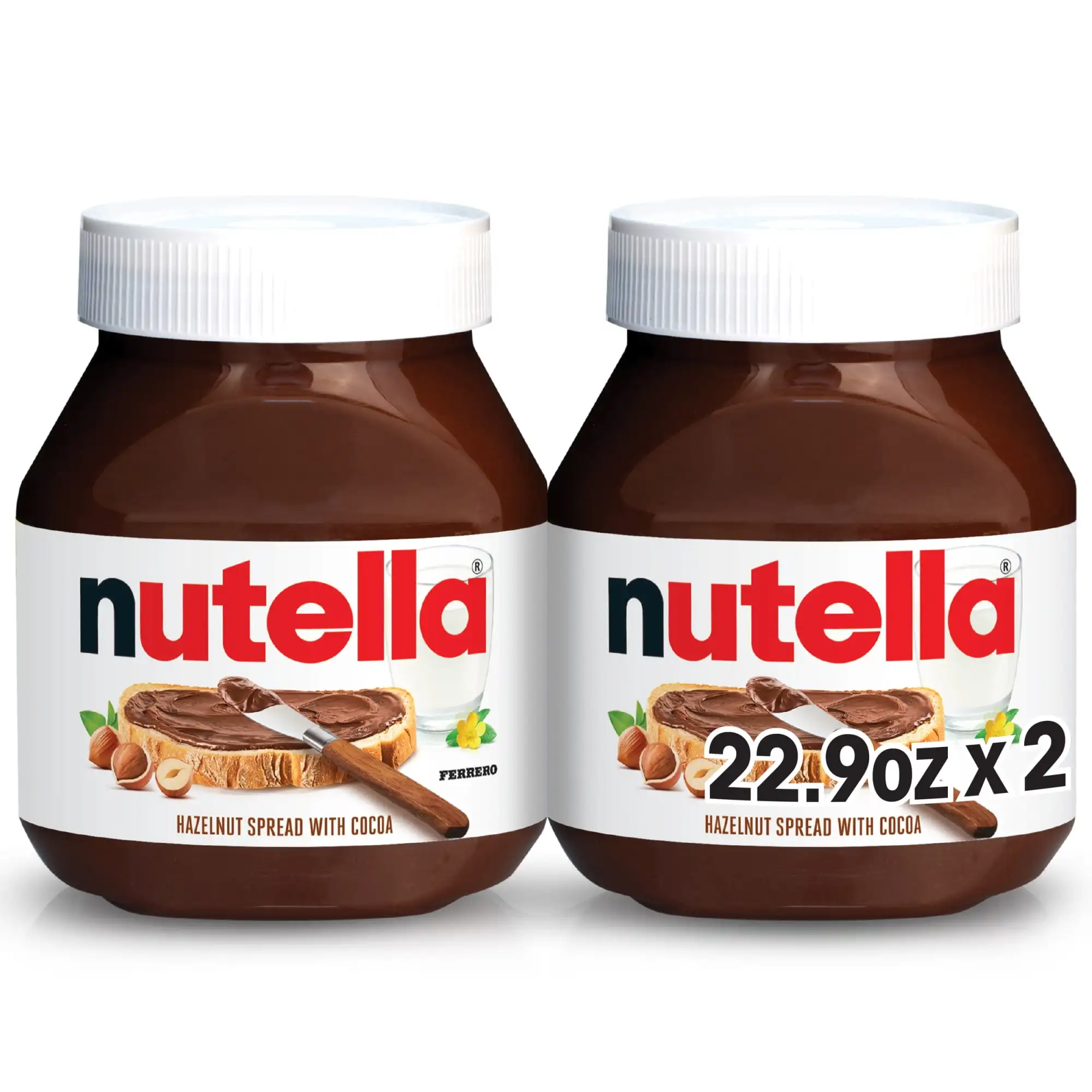 Nutella Hazelnut Spread with Cocoa for Breakfast, 22.9 oz per Jar, 2 Pack