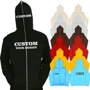 Custom LOGO Men Zipper Hoody Fashion Casual Hip Hop Sports Full Face Zip Hoodies Tops Full Zip Up Hoodie