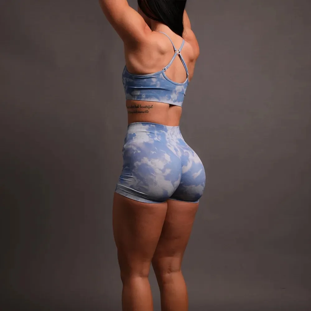 New Arrival 2024 Sport Marble Seamless Outdoor Yoga Bra Training Leggings Tie Dye Custom Logo Gym Workout Woman Fitness Set