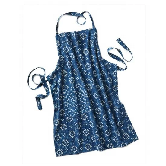 Best Selling Harvest Apron Kitchen Organic Cotton Fabric Block Printed Plant Dyed Kitchen Accessories